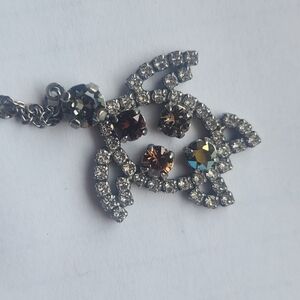 S/S 2021 Sabika Crystal Turtle Pendant Necklace in Black, Brown, and Silver